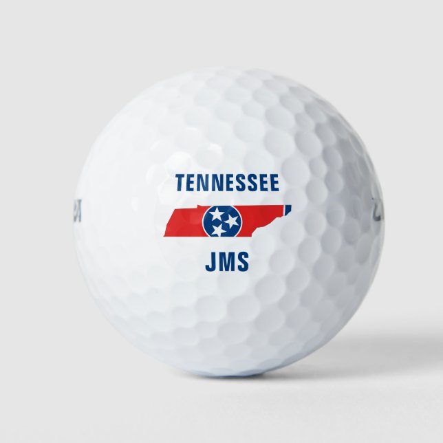 Tennessee Flag Map Monogram Golf Balls (Front)