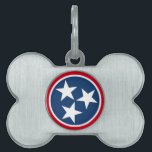 Tennessee Flag Pet Name Tag<br><div class="desc">The tristar emblem on the Tennessee state flag.</div>