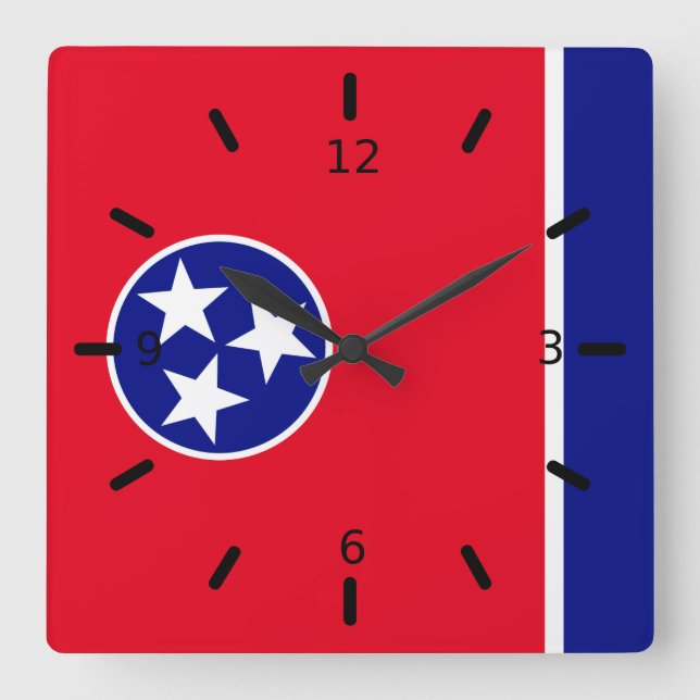 Tennessee flag square wall clock (Front)