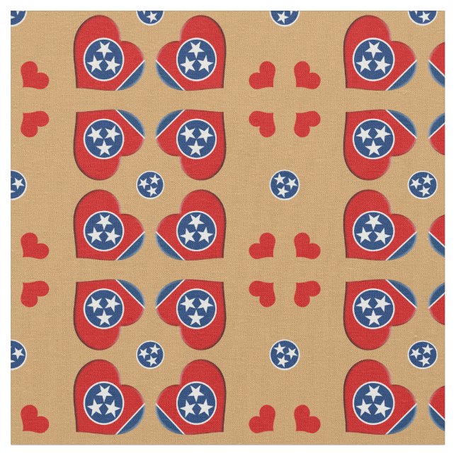Tennessee Flag & Tennessee Hearts fashion Fabric (Close Up)