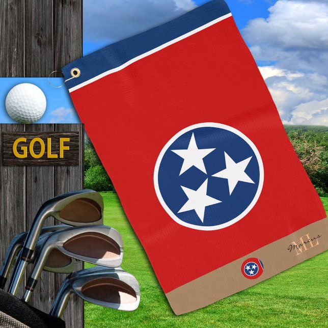 Tennessee flag & Tennessee monogrammed / golf Golf Towel (Creator Uploaded)