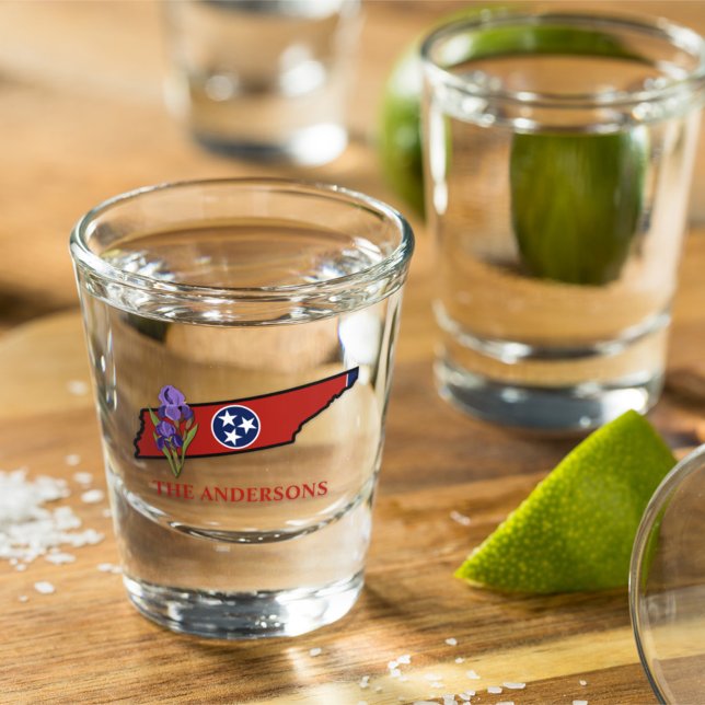 Tennessee Flag with State Flower Iris Custom Text Shot Glass (Creator Uploaded)