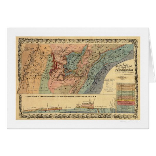 Tennessee Geological Map 1866 Cards (Front Horizontal)