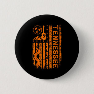 Tennessee Guitar Mountains Flag , Vintage State Pr Button