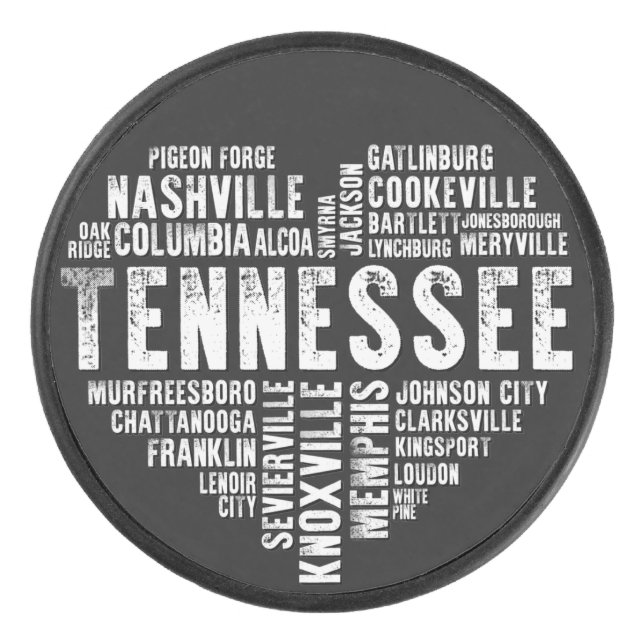 Tennessee Heart Cookeville Chattanooga Oak Ridge Hockey Puck (Front)