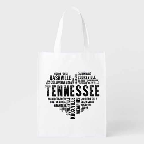 Tennessee Heart Nashville Memphis Alcoa Grocery Bag