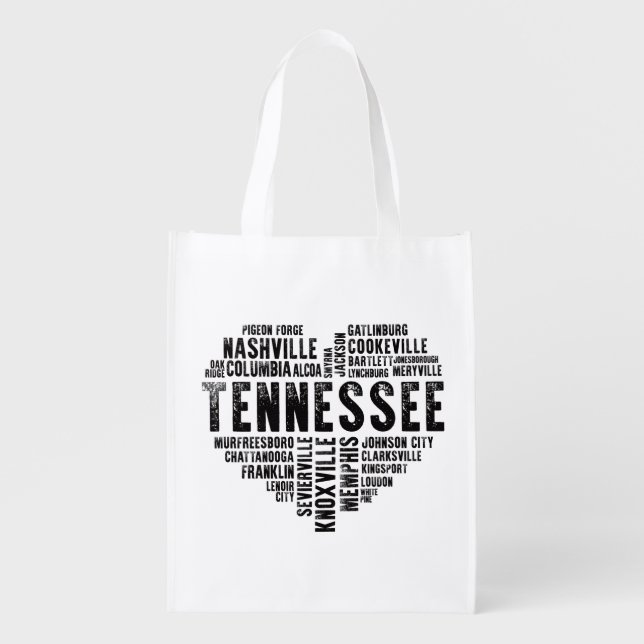 Tennessee Heart Nashville Memphis Alcoa Grocery Bag (Front)