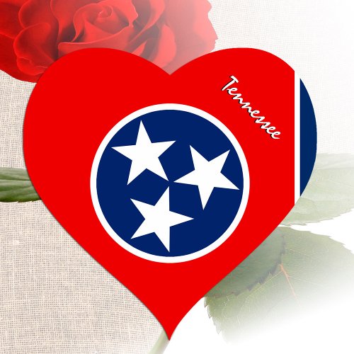 Tennessee Heart Sticker Patriotic Tennessee Flag Heart Sticker