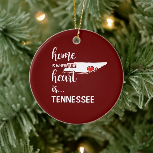 Tennessee home is where the heart is ceramic ornament