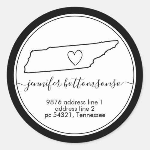 Tennessee home map return address Signature Classic Round Sticker