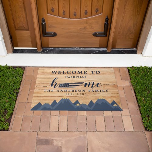 Tennessee Home Map USA Flag Welcome Wood Doormat