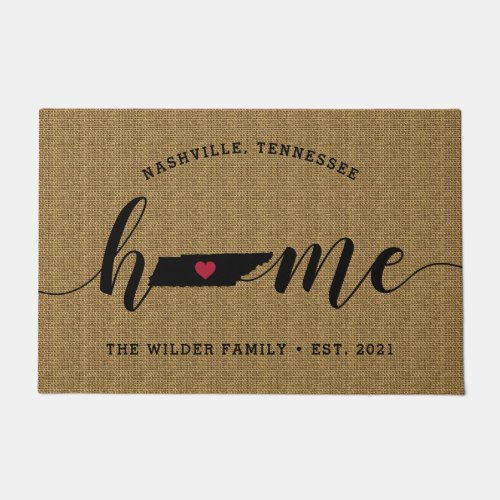 Tennessee Home State Personalized Doormat