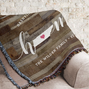 Tennessee Home State Personalized Wood Look Throw Blanket
