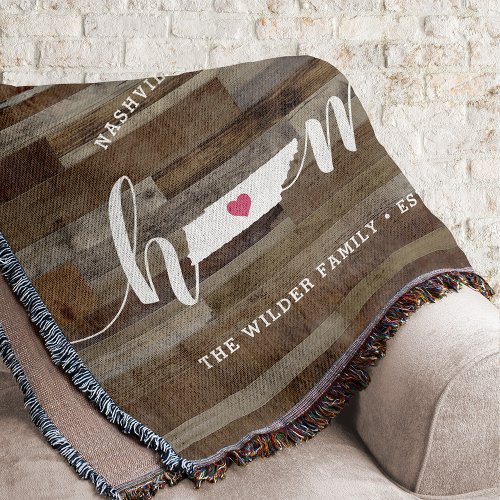 Tennessee Home State Personalized Wood Look Throw Blanket