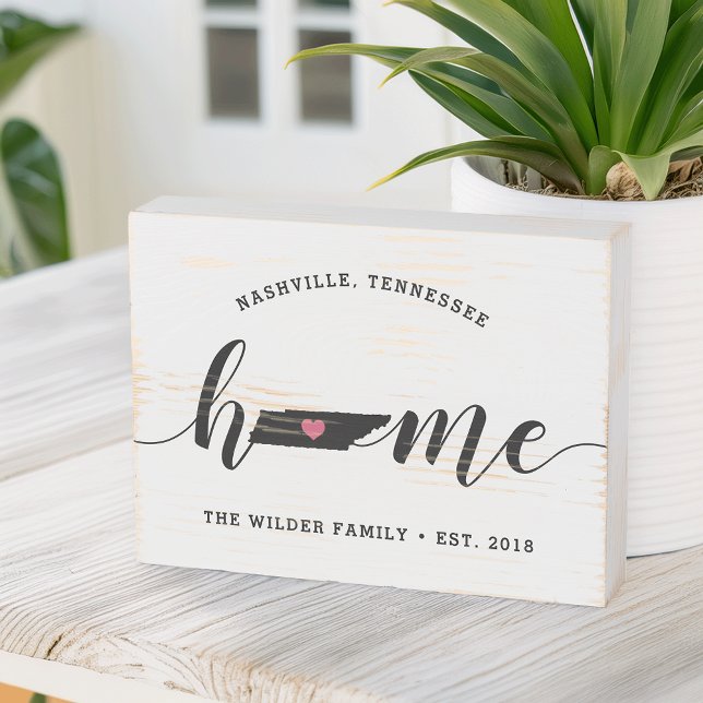 Tennessee Home State Rustic Family Name Wooden Box Sign (Creator Uploaded)