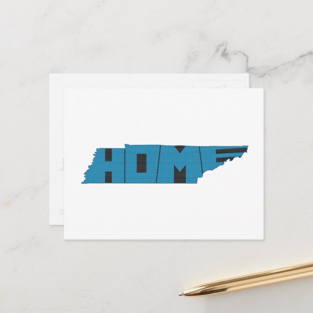 Tennessee Home State State Map Shaped Blue Postcard (Front/Back In Situ)