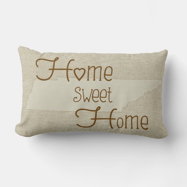 Tennessee-Home Sweet Home burlap-look custom name Lumbar Pillow (Front)