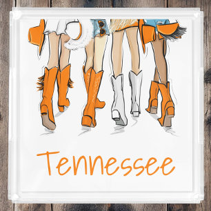Tennessee Ladies Cowboy Boots Orange Fashion  Acrylic Tray