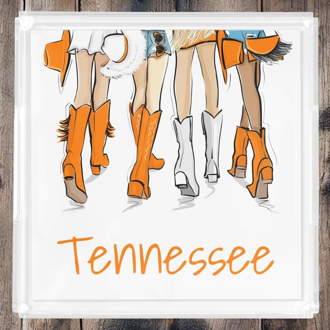 Tennessee Ladies Cowboy Boots Orange Fashion  Acrylic Tray (Creator Uploaded)