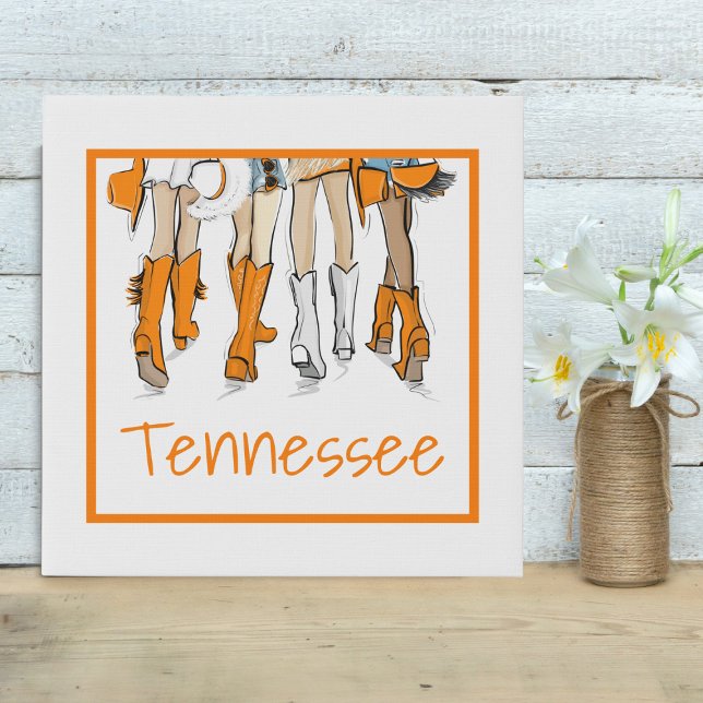 Tennessee Ladies Cowboy Boots Orange Fashion  Faux Canvas Print (Creator Uploaded)