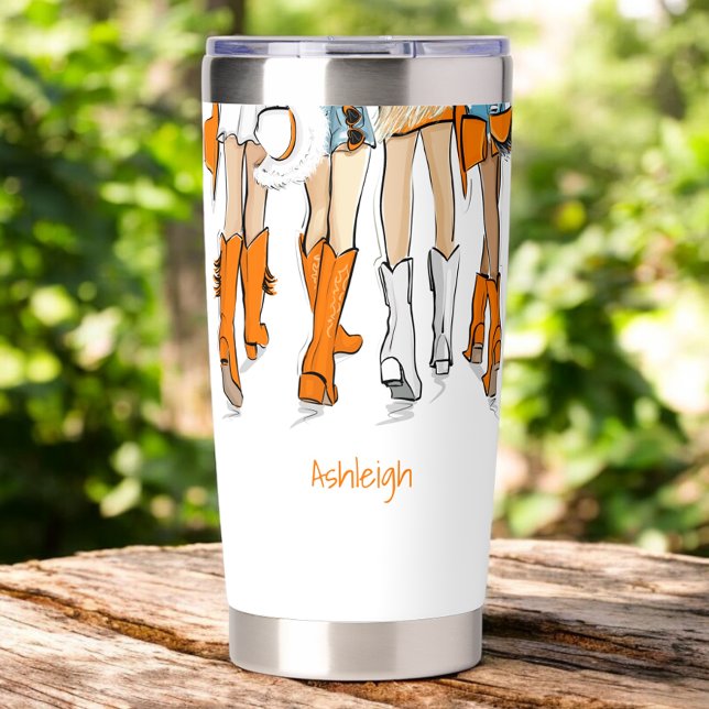 Tennessee Ladies Cowboy Boots Orange Fashion Name Insulated Tumbler (Creator Uploaded)