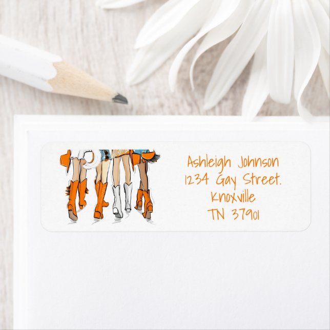 Tennessee Ladies Cowboy Boots Orange Fashion Name Label (Insitu)