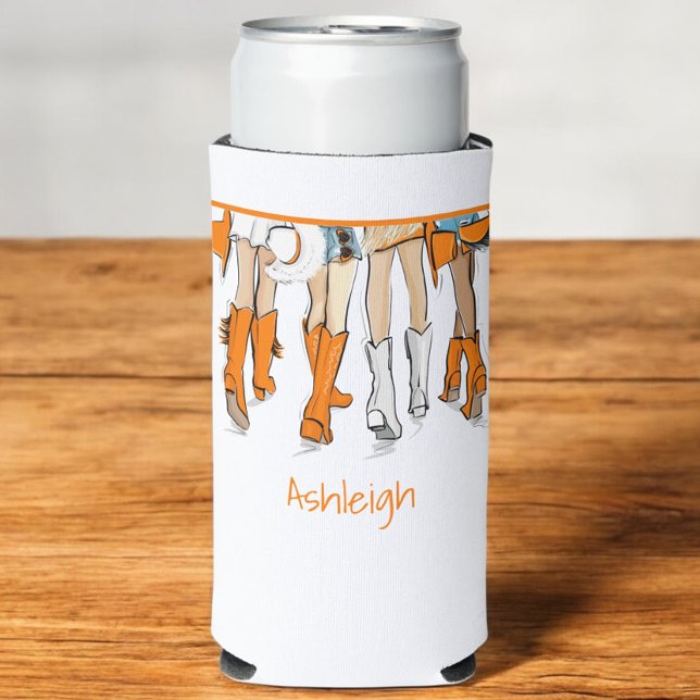 Tennessee Ladies Cowboy Boots Orange Fashion Name Seltzer Can Cooler (Creator Uploaded)