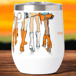 Tennessee Ladies Cowboy Boots Orange Fashion Name Thermal Wine Tumbler