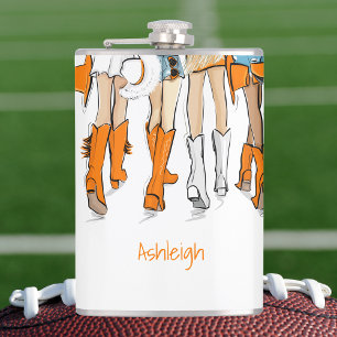 Tennessee Ladies Orange Cowboy Boots Personalized Flask
