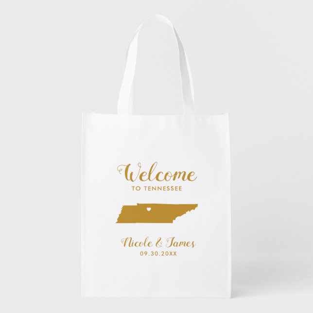 Tennessee Map Destination Wedding Welcome Bag Tote (Front)