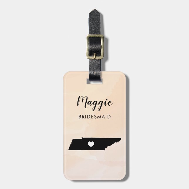 Tennessee Map Luggage Tag, Wedding Party Welcome Tag (Front Vertical)