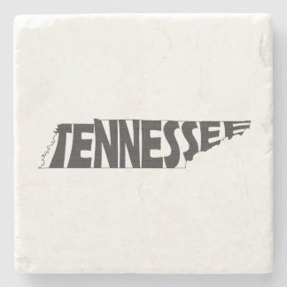 Tennessee Map Shaped State Name Black Word Art Stone Coaster