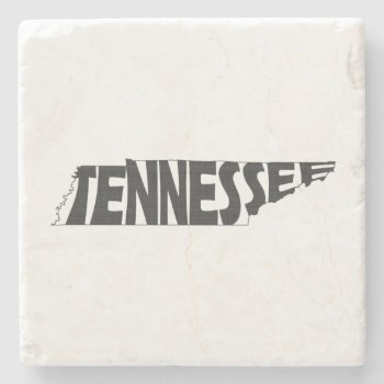 Tennessee Map Shaped State Name Black Word Art Stone Coaster by PNGDesign at Zazzle