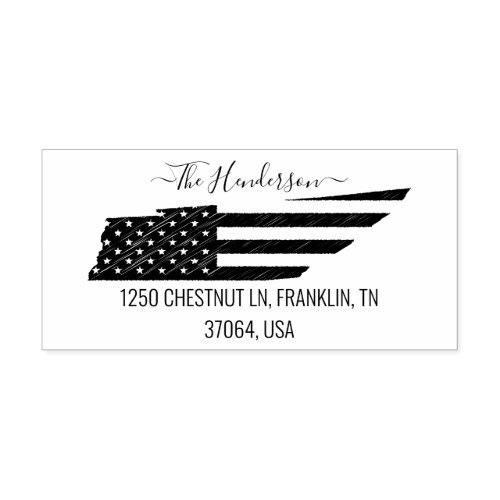  Tennessee Map USA Flag Return Address Custom Self_inking Stamp