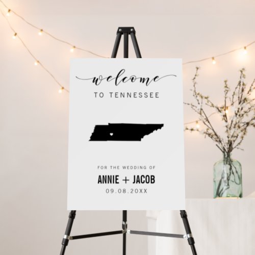 Tennessee Map Wedding Welcome Sign Foam Board