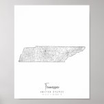 Tennessee Minimal Street Map Poster at Zazzle