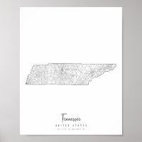 Tennessee Minimal Street Map