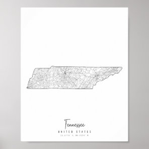 Tennessee Minimal Street Map Poster