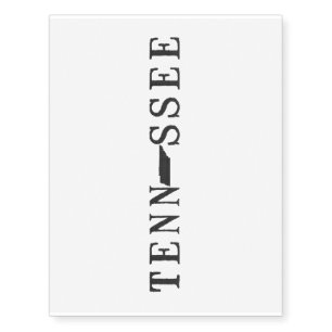 Tennessee Name with State Shaped Letter Temporary Tattoos