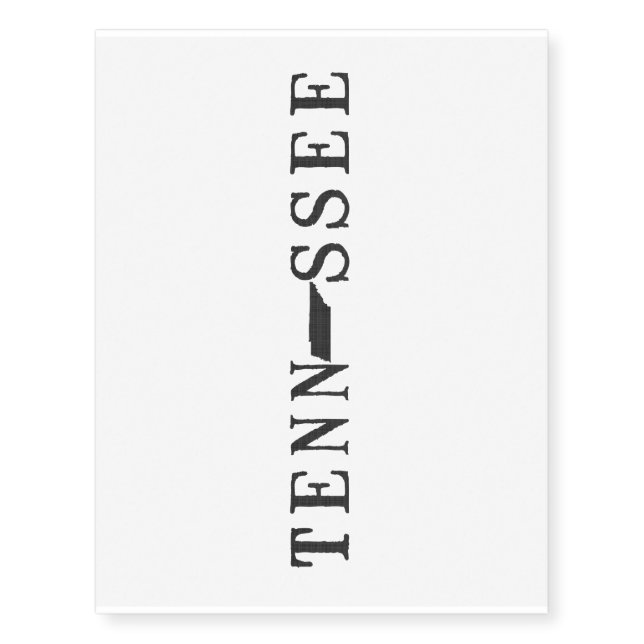 Tennessee Name with State Shaped Letter Temporary Tattoos (Front)