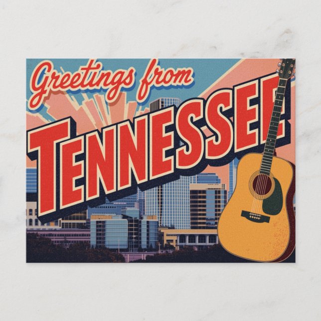 Tennessee Nashville Guitar Skyline Postcard (Front)