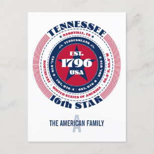 Tennessee, Nashville, TN, Patriotic, Monogram Postcard