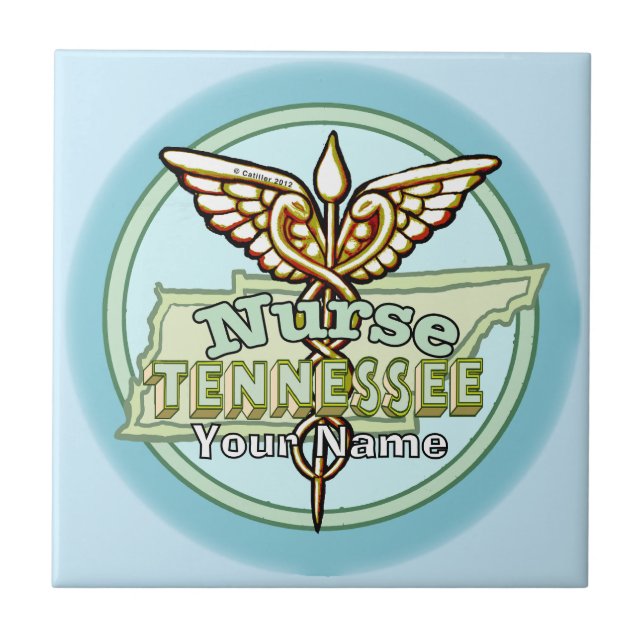 Tennessee Nurse Caduceus Ceramic Tile (Front)