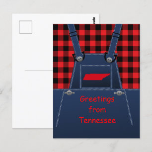 Tennessee Overalls Buffalo Plaid Postcard