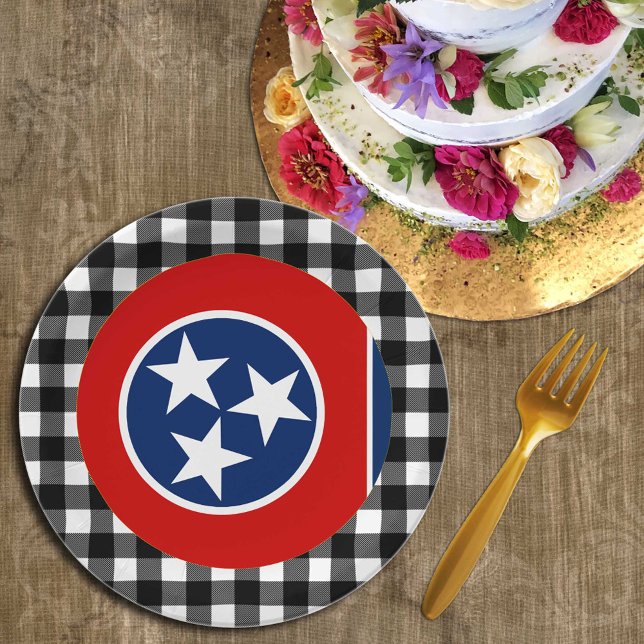 Tennessee Plate, buffalo plaid USA, Tennessee Flag Paper Plates (Creator Uploaded)