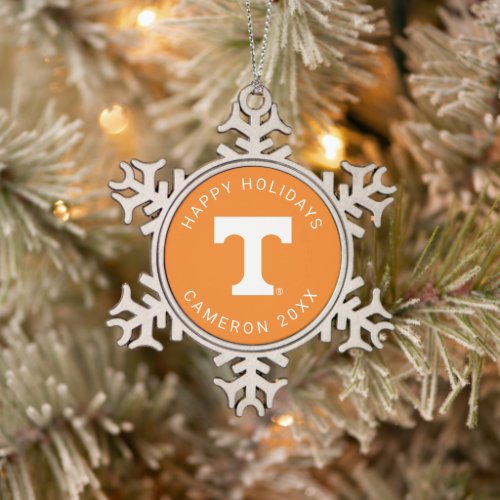 Tennessee Power T Snowflake Pewter Christmas Ornament