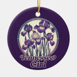 Tennessee Purple Iris Flower Art Ceramic Ornament