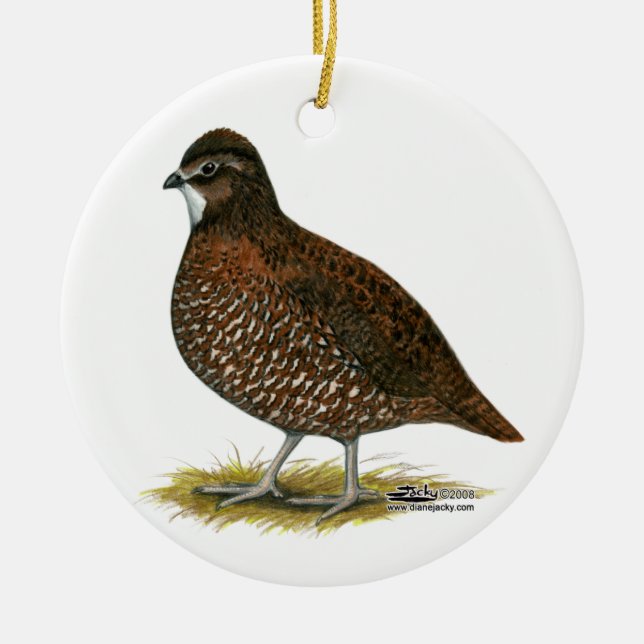 Tennessee Red Quail Ceramic Ornament (Front)