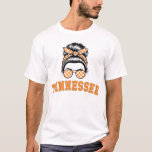 Tennessee Retro Messy Bun Sunglasses Orange Pride T-Shirt<br><div class="desc">Show off your Volunteer State pride in style with this fun and fashionable Tennessee tee. Featuring bold distressed “Tennessee” lettering and a retro messy bun with checkered orange sunglasses, this design blends vintage charm with modern flair. Perfect for game days, tailgates, or everyday wear, it’s a standout choice for women,...</div>