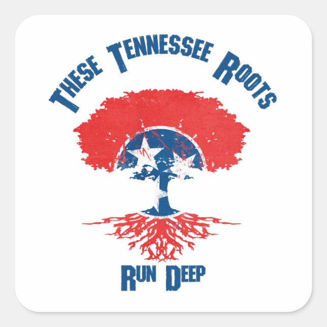 Tennessee Roots Flag Tree  Square Sticker (Front)